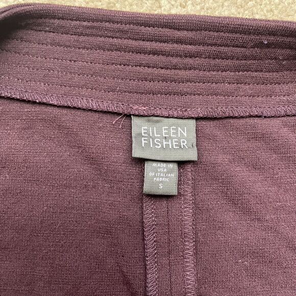 Eileen Fisher Cardigan Womens Small Open Front Wool Blend Duster Burgundy Purple - Picture 4 of 8